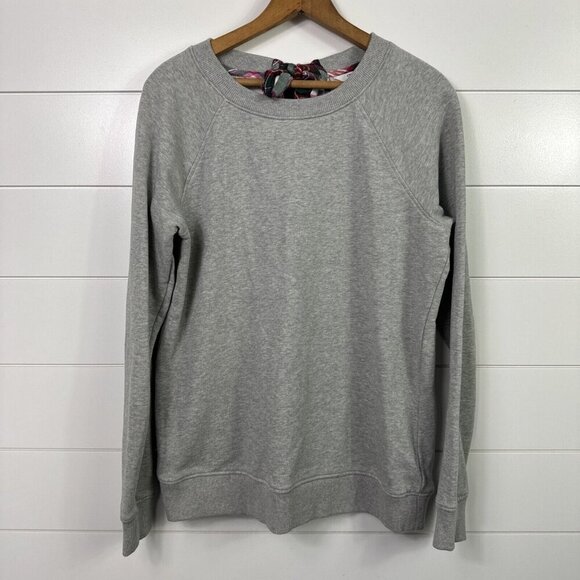 Crown & Ivy Tie Back Long Sleeve Crewneck Pullover Sweatshirt Gray sz M - Picture 1 of 8